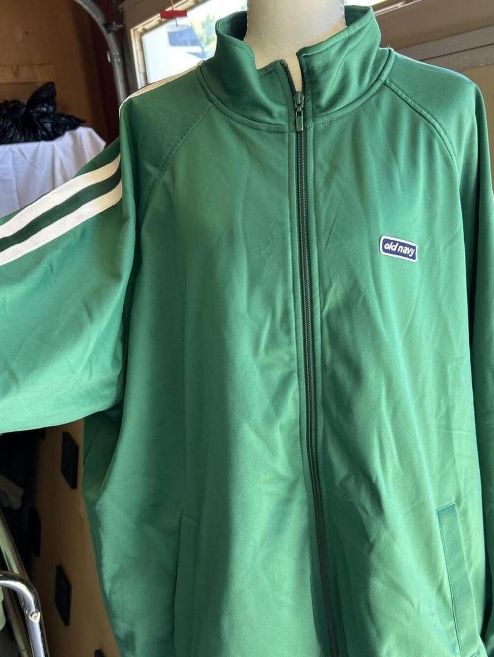 Mens Green Zip-Up Track Jacket, Old Navy, Size XL